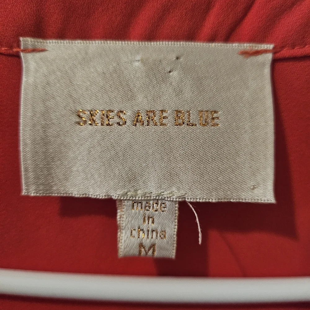 Skies Are Blue Vibrant Red Blouse - Picture 2 of 4